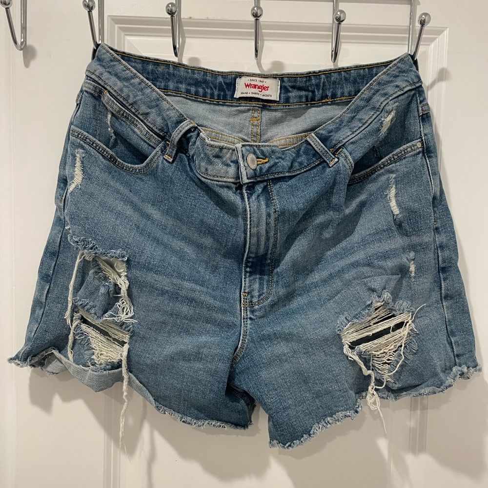 Wrangler Women's Ripped Light Blue Jean Shorts